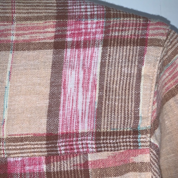 Free People Pale Pink Plaid Utility Button Down - Picture 14 of 16